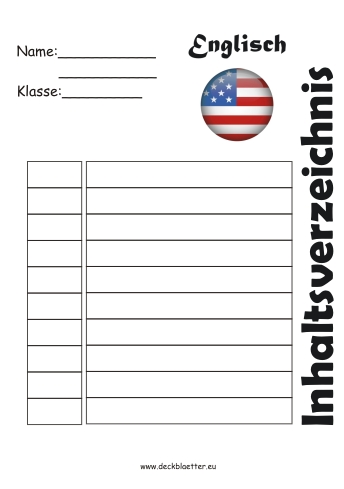 Inhaltsverzeichnis für Englisch