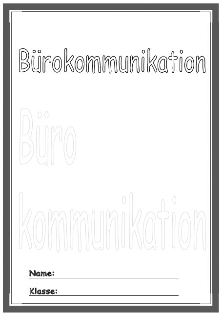Deckblatt Bürokommunikation 2
