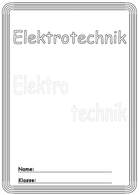 Deckblatt Elektrotechnik