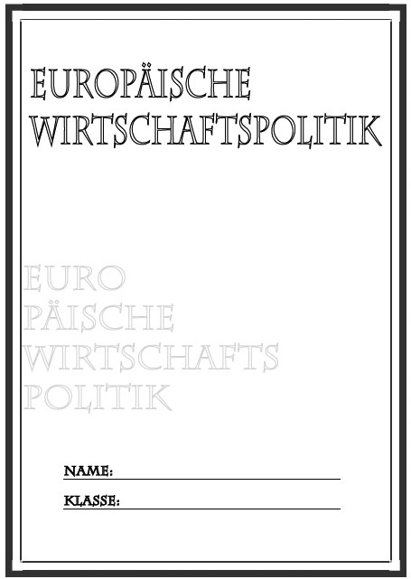 Deckblatt Europäische Wirtschaftspolitik
