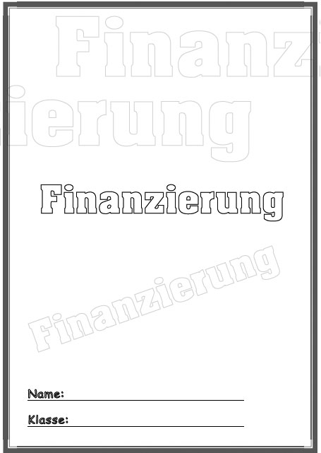 Deckblatt Finanzierung