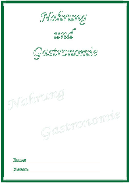 Deckblatt Nahrung und Gastronomie