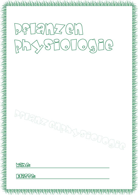 Deckblatt Pflanzenphysiologie